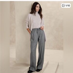 Banana Republic Gray Flannel Wide-Leg Pants, small petite